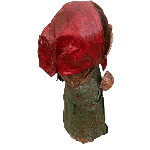 Set Of 2 Vintage Handmade Primitive Paper Mache Doll - Picture 3 of 13